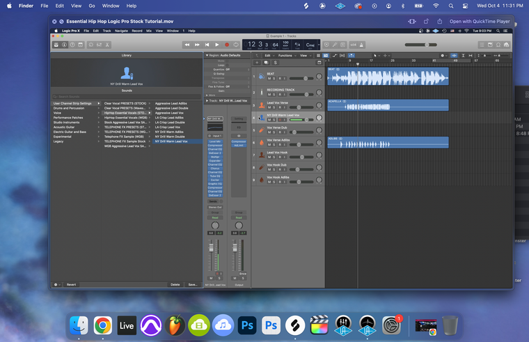 Hip Hop Essentials: Stock Edition (Logic Pro X) — session screenshot