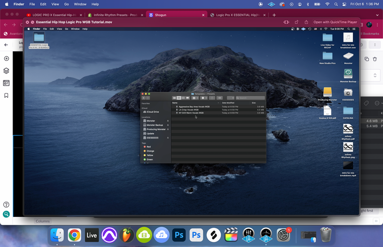 Hip Hop Essentials: Stock Edition (Logic Pro X) — session screenshot