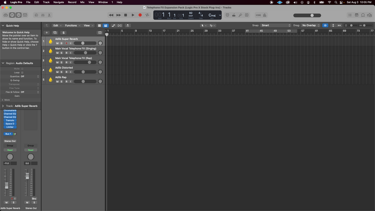 Telephone FX: Stock Edition (Logic Pro X) — session screenshot