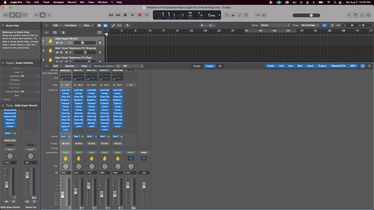 Telephone FX: Stock Edition (Logic Pro X) — session screenshot